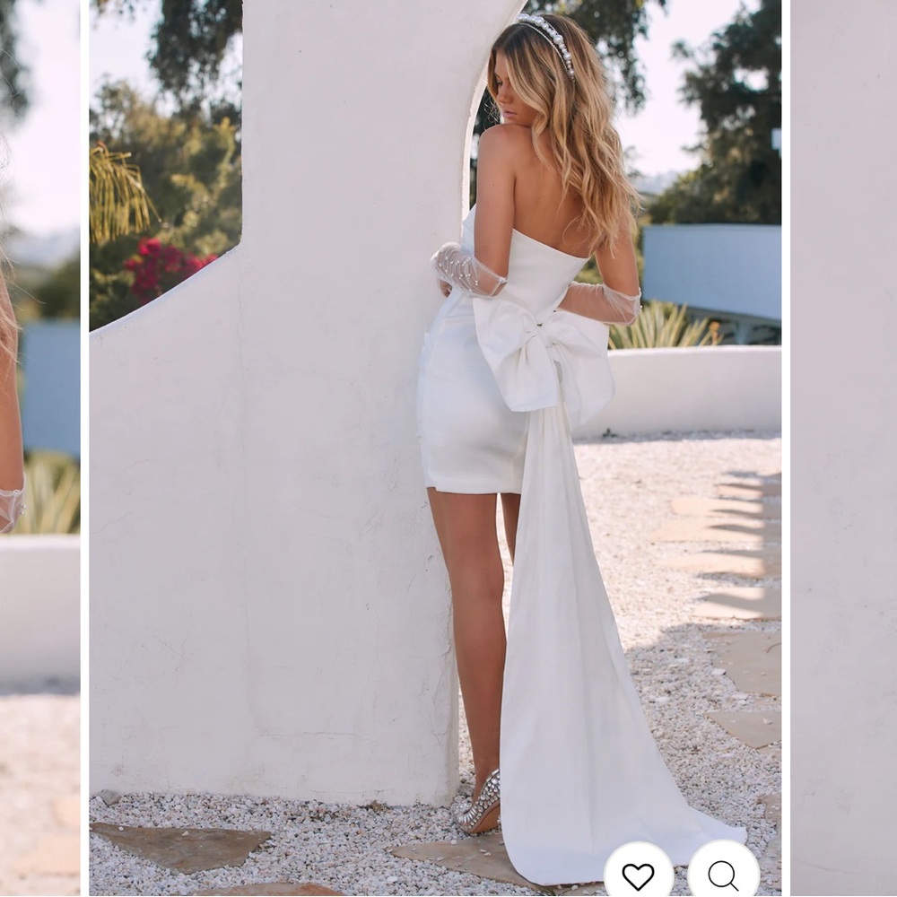12th Tribe Bow Down White Strapless Dress